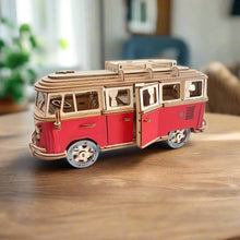 Charger l'image dans la galerie, Puzzle 3D Van Aventurier Rouge Rétro en Bois