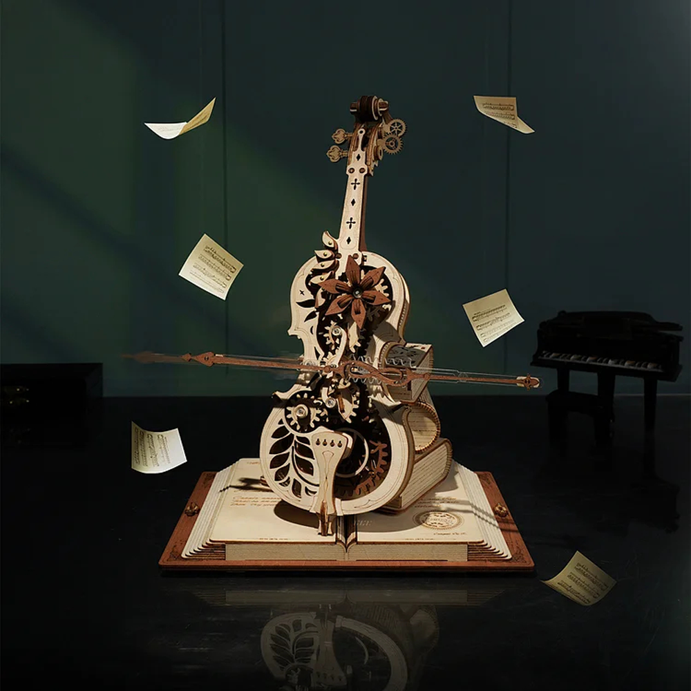 Maquette en bois animée musicale Violoncelle - La Magie des Automates