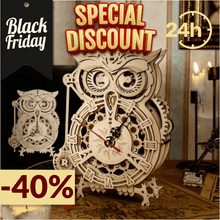 Charger l'image dans la galerie, Puzzle 3D Horloge Hibou en Bois