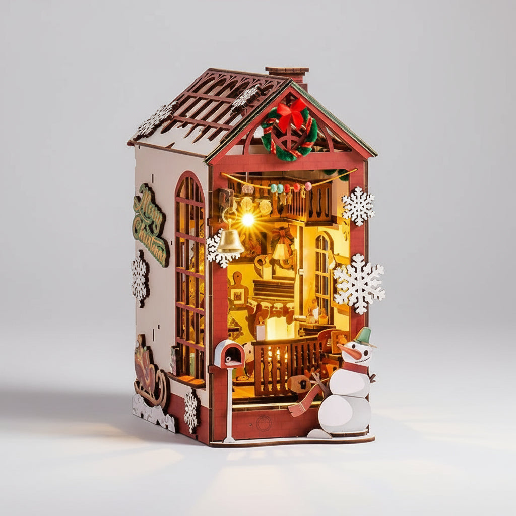 Maison de Noël Éclatante - La Maquette en Bois®