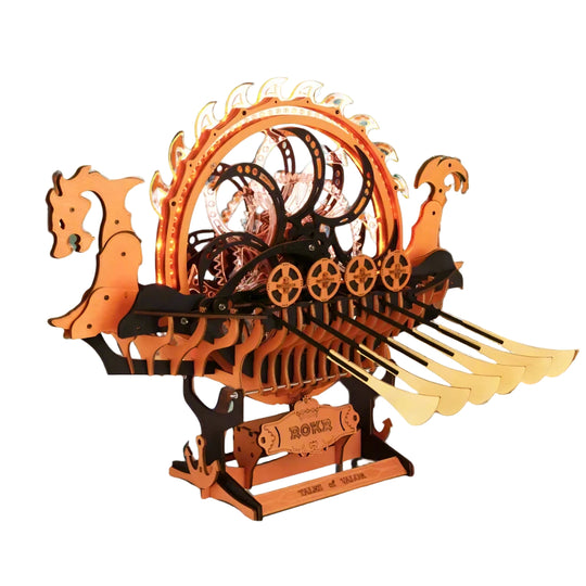 Puzzle 3D Le Drakkar du dragon Solaire en Bois