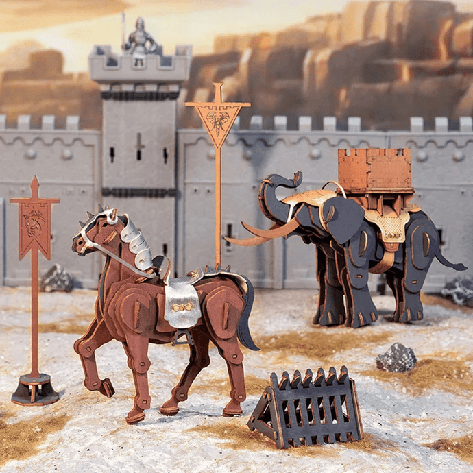 Cheval & Guerrier-éléphant-La Maquette en Bois® - La Maquette en Bois