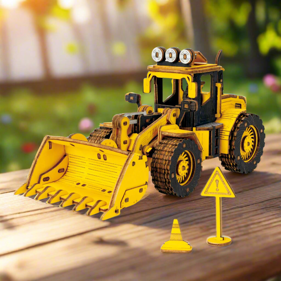 Puzzle 3D Bulldozer de Chantier en Bois
