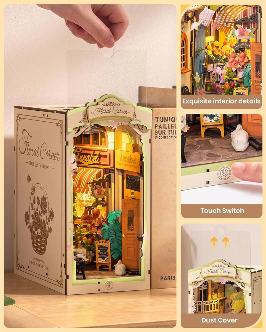 Coin de livre Fleuri - La Maquette en Bois®