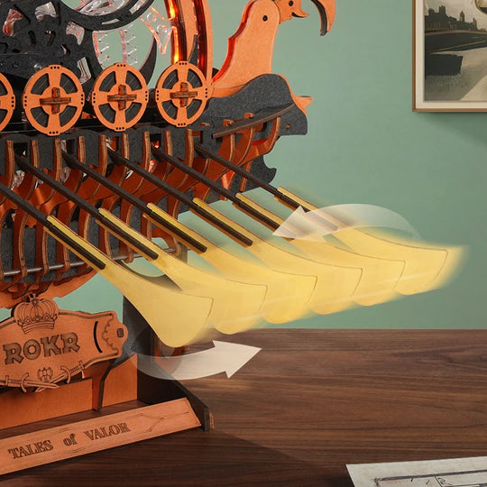 Puzzle 3D Le Drakkar du dragon Solaire en Bois