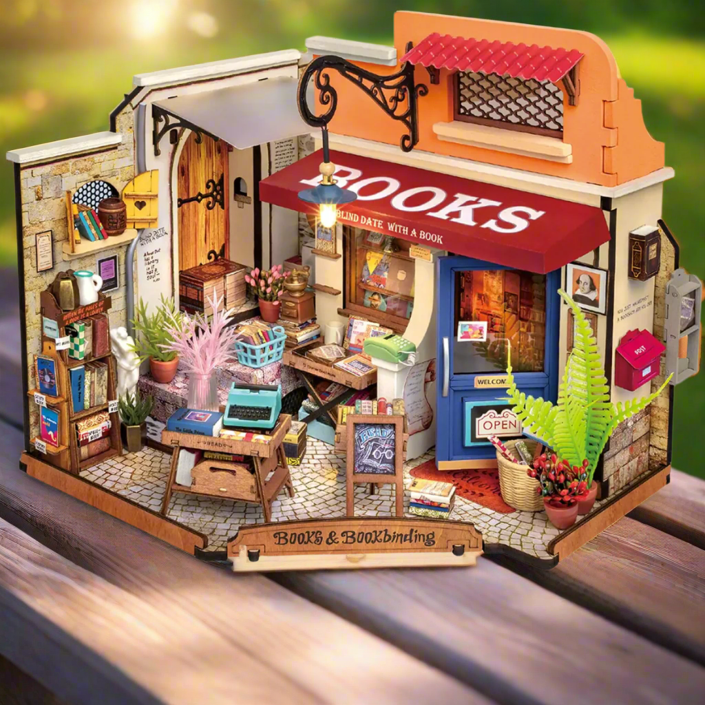 Librairie d'Angle Lumineuse - La Maquette en Bois®