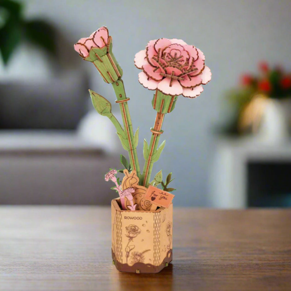 Œillet Éternel Rose - La Maquette en Bois®
