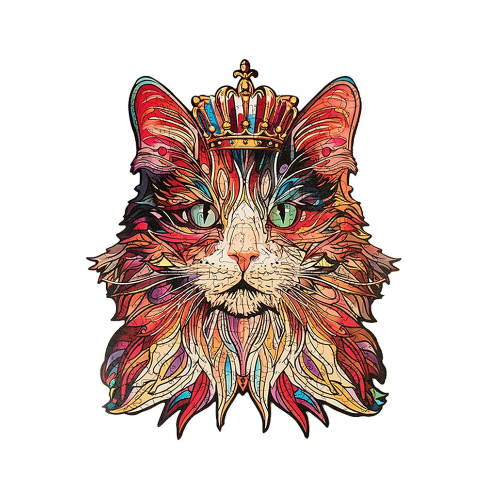 Chat Roi Couronné - La Maquette en Bois®