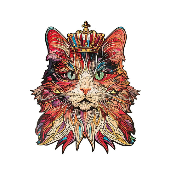 Chat Roi Couronné - La Maquette en Bois®