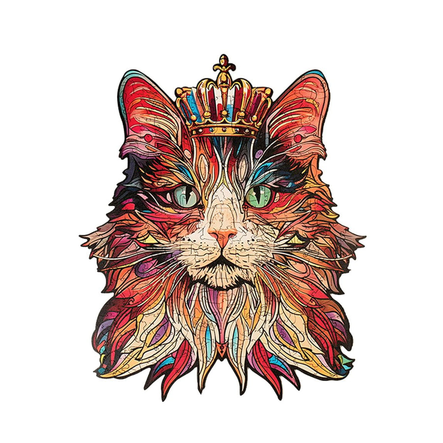 Chat Roi Couronné - La Maquette en Bois®