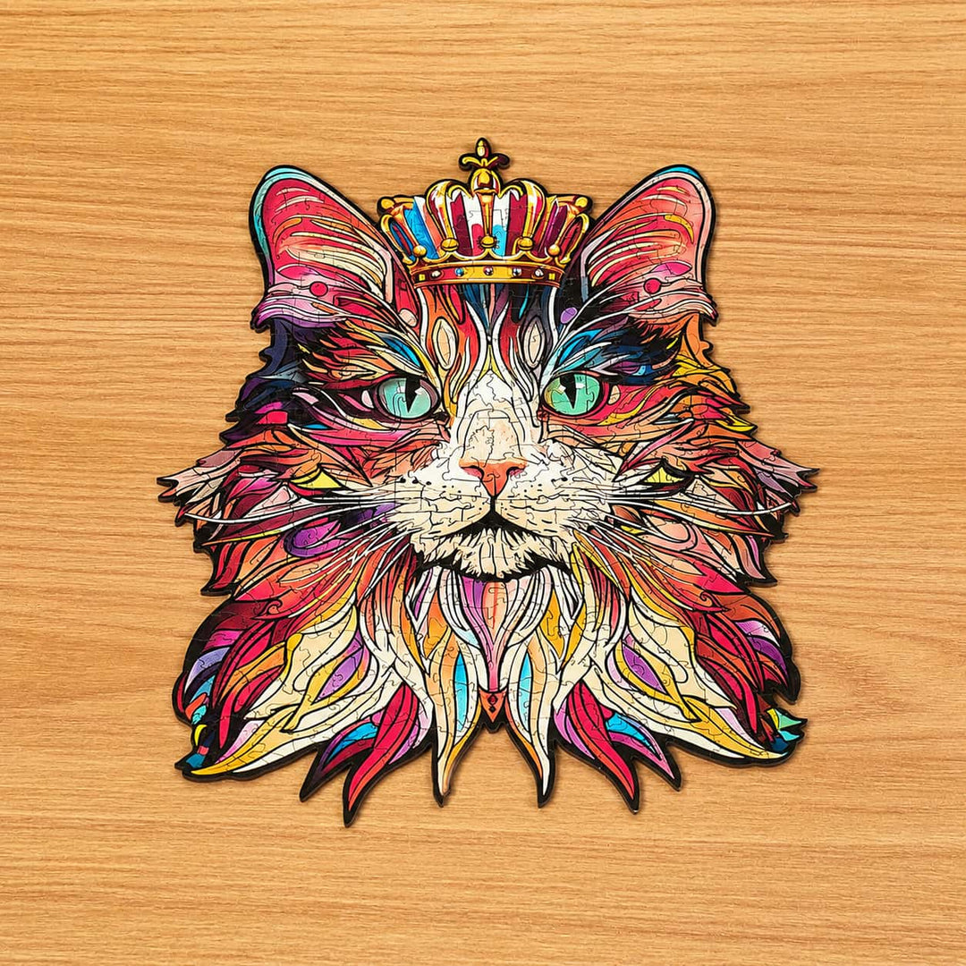 Chat Roi Couronné - La Maquette en Bois®