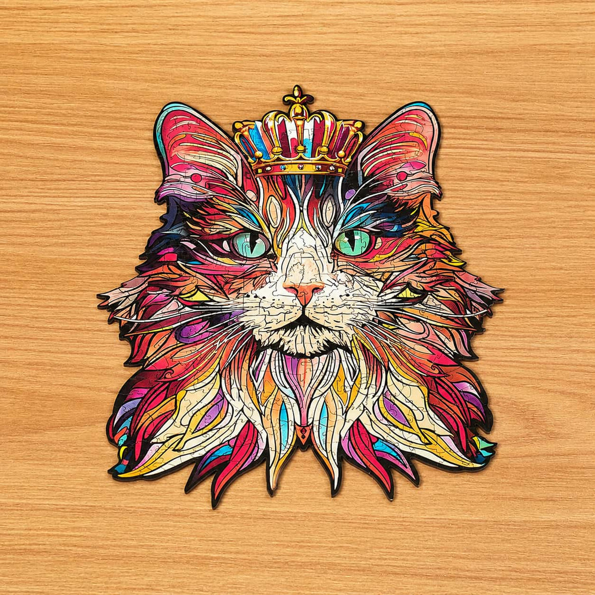 Chat Roi Couronné - La Maquette en Bois®