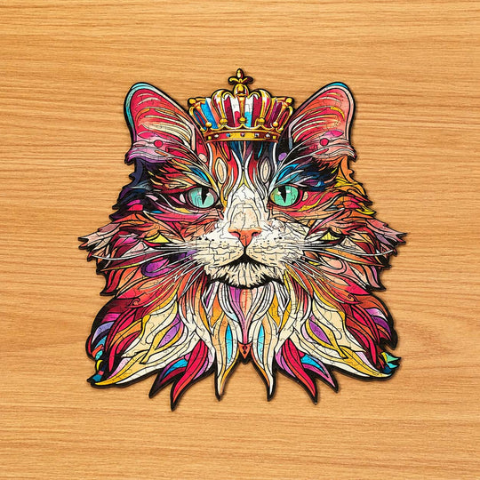 Chat Roi Couronné - La Maquette en Bois®
