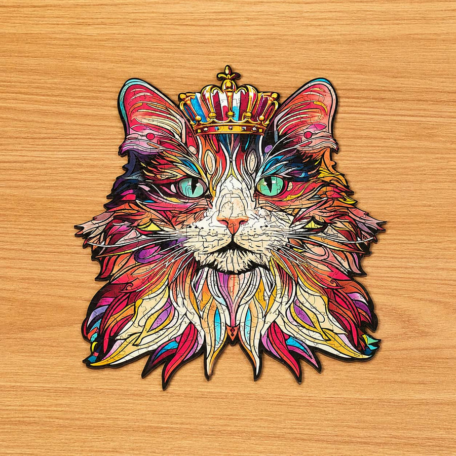 Chat Roi Couronné - La Maquette en Bois®