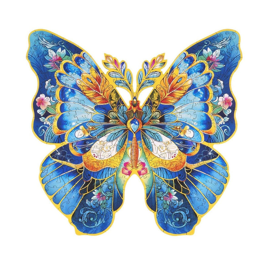 Papillon Azur Floral - La Maquette en Bois®