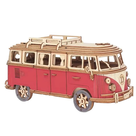 Puzzle 3D Van Aventurier Rouge Rétro en Bois