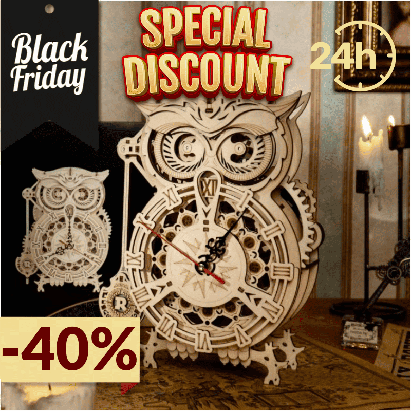 Puzzle 3D Horloge Hibou en Bois